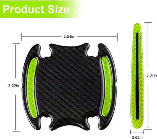 Vista 2 de 8 calcomanías reflectantes para manija de automóvil, película protectora de fibra de carbono 3D para cubrir los arañazos, tiras protectoras