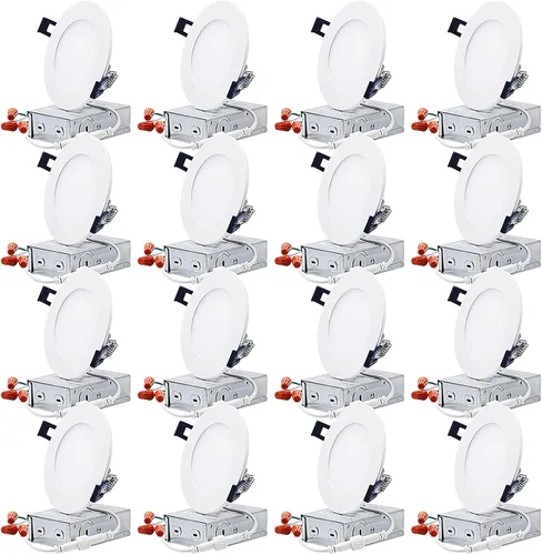 Vista 8 de TORCHSTAR Paquete de 16 luces empotrables LED ultrafinas de 6 pulgadas con caja de conexiones, 13.5 W, 1000 lm, luz empotrable regulable, 2700 K