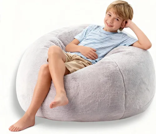 Vista 16 de LPMOERA - Funda de silla tipo puf para almacenamiento de peluches (sin relleno), puf suave y rellenable para organizar juguetes de peluche o espuma