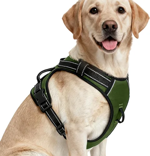 Vista 122 de Arnés para perro sin tirones, chaleco reflectante ajustable y acolchado para mascotas con asa de fácil control, fácil de llevar con nudo elegante
