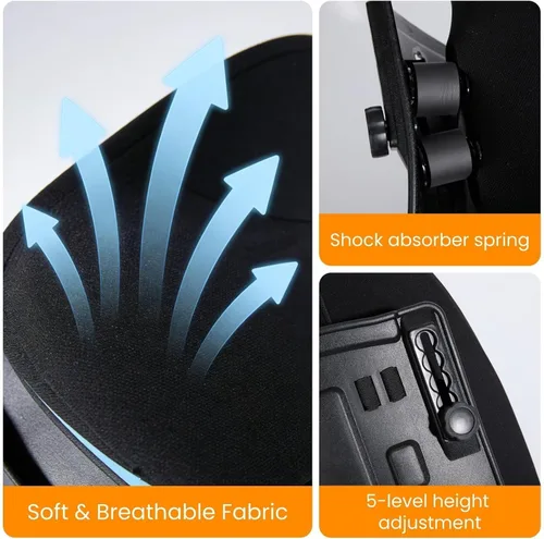 Vista 6 de Soporte ergonómico para respaldo para silla de oficina, asiento de almohada lumbar para postura y espalda baja, altura ajustable, cojín de respaldo