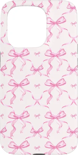 Vista 14 de Cintas y lazos estéticos rosas para iPhone 16 en estuche de acuarela