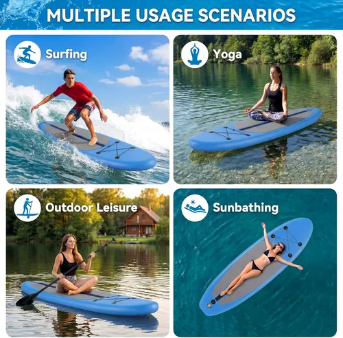 Vista 8 de TLSUNNY 10FT Inflatable Stand Up Paddle Board, 3 Fins Paddleboard with Full SUP Accessories for All Skill Levels, Portable Two-Way Hand Pump and