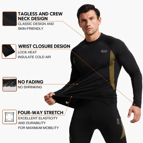 Vista 2 de CL convallaria Thermal Underwear Long Johns Set Mens Winter Hunting Gear Sport Base Layer Bottom Top XS-4XL