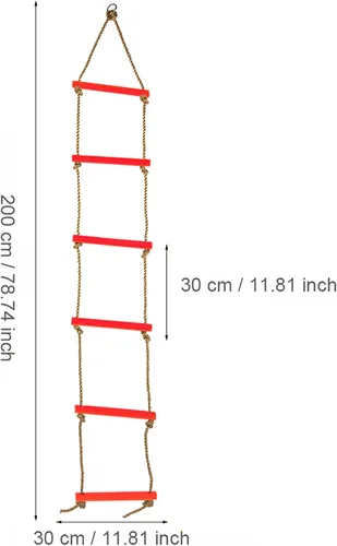 Vista 6 de Akozon Escalada de 6.5 pies, de plástico al aire libre SiX sección Niños Niños Escalera de cuerda para - Juego de columpios Equipo de ejercicio