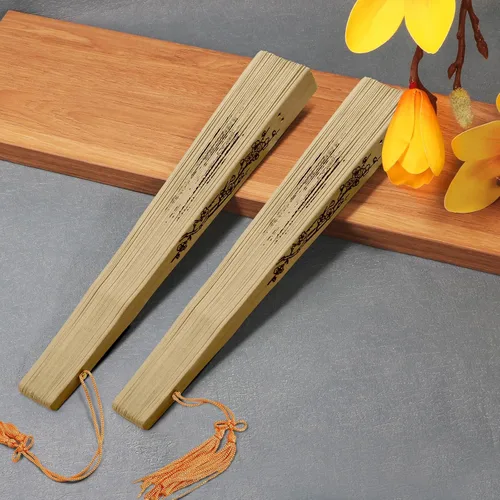 Vista 5 de FoDau770 Abanicos plegables de madera, abanicos de mano de madera clásica, con patrón de antigüedad, ventilador de mano de madera tallada hueca