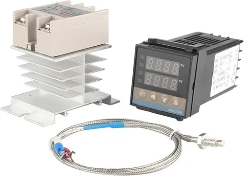 Vista 3 de REX-C100 Digital RKC PID Thermostat Temperature Controller Digital 240V REX-C100＋K Thermocouple Probe＋Heat Sink＋40A SSR(3pcs)