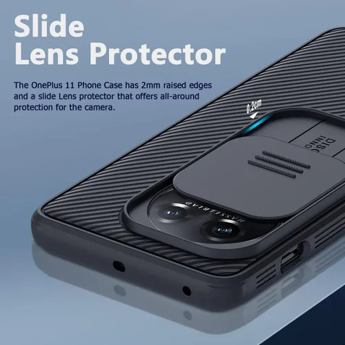 Vista 3 de Miimall Funda compatible con OnePlus 11, OnePlus 11 5G, funda deslizante para cámara de PC+TPU antideslizante, funda delgada a prueba de golpes