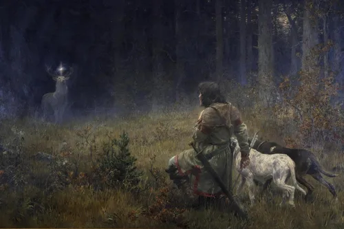 Vista 13 de AllPosters Impresión Giclée de pared Visión de San Hubert, 1892 en marco negro por Wilhelm Carl Räuber, 18x12