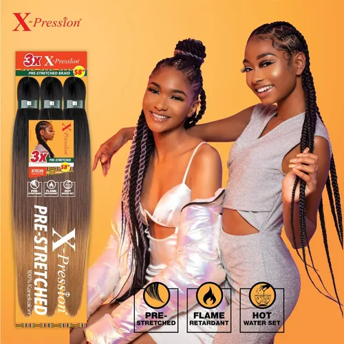 Vista 4 de Sensationnal Braids XPRESSION 3X Trenza preestirada de 58 pulgadas (paquete de 5, 1B)