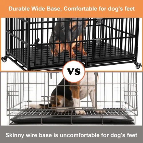 Vista 2 de Jaula indestructible para perros de 50 pulgadas, resistente a prueba de escapes, jaula de acero fuerte para perros gigantes extragrandes, alta