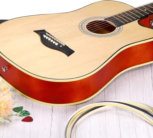 Vista 5 de MECCANIXITY Banda decorativa de plástico para guitarras 1650x1x0.5mm para guitarras acústicas y clásicas, negras, pack de 2