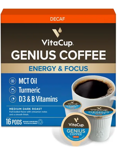 Vista 23 de VitaCup Cápsulas de café Extra Shot, tostado oscuro intenso con café expreso, alta cafeína, vitamina B12, antioxidantes, cápsulas reciclables