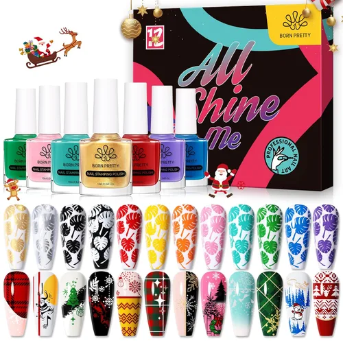 Vista 10 de Born Pretty Esmalte de Estampado de Uñas, Set de Esmalte de Sello para Uñas Esmalte de Uñas de Impresión para Manicura para Placas 12
