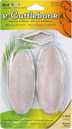 Vista 14 de Penn-Plax Bird-Life 2 en 1 E-Cuttlebone & Mineral Block, 1 paquete (2 unidades) – Sabor a plátano amarillo y bayas rosas – Enriquecido