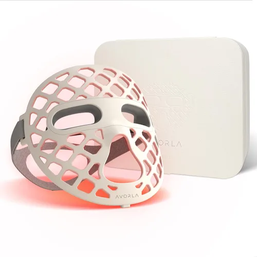 Avorla Máscara facial LED con terapia de luz, 4 modos de terapia de luz roja portátil, luz infrarroja para cara con 2600 mAh recargable, IP67