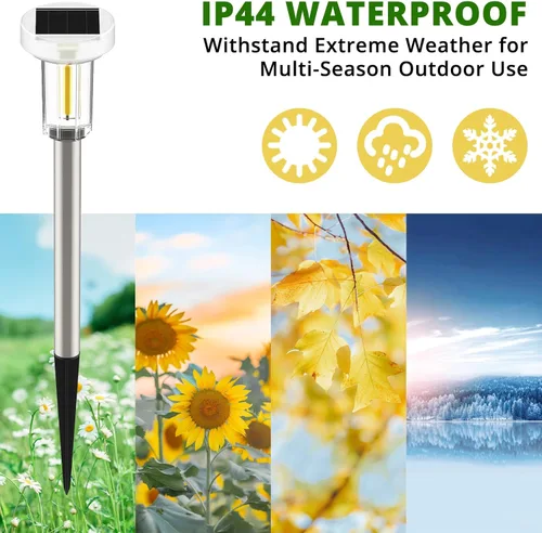 Vista 5 de PEATOP Solar Outdoor Lights 10 Pack, Solar Powered Landscape Path Lights LED Solar Garden Lights IP67 Waterproof Lights Auto On/Off Lawn Lights for