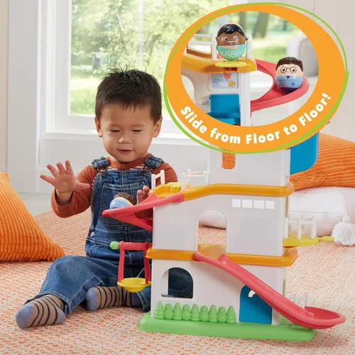 Vista 5 de Playskool Weebles My Smart House - Juguete preescolar Weeble Wobble para niños pequeños, altavoz inteligente con sonidos + canciones, 3 pisos