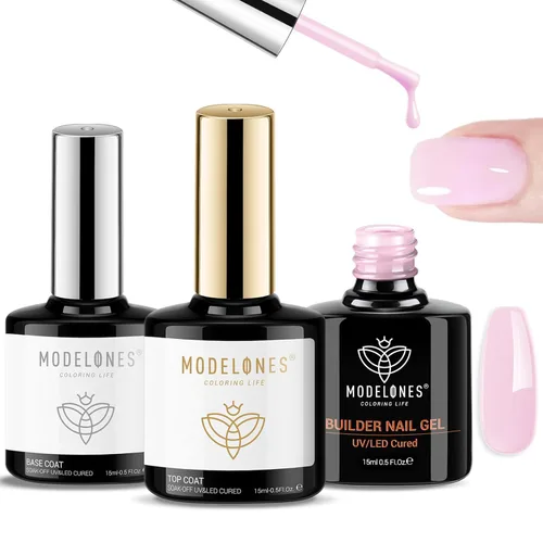 Vista 24 de Modelones - Capa superior de gel, 2 piezas, acabado claro brillante, capa superior sin necesidad de limpieza, esmalte de uñas de gel de invierno