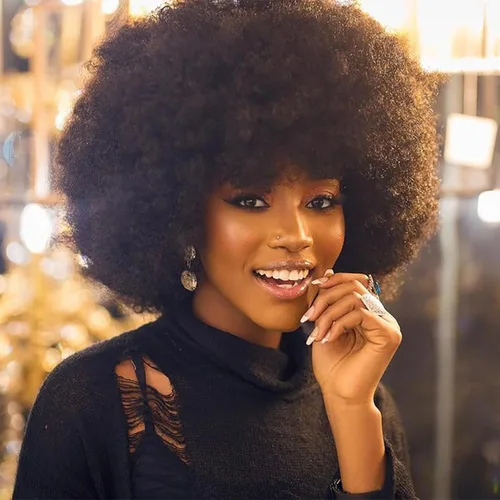 Peluca afro de los años 70 para mujer, peluca rizada afro corta negra natural, peluca sintética sin pegamento con flequillo, peluca afro hinchada y