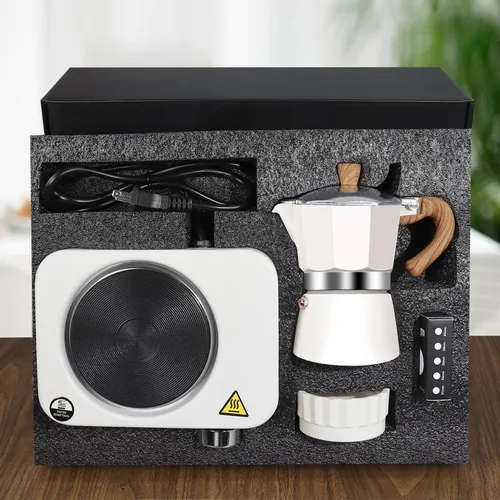 Vista 12 de Juego de Espresso de 2 en 1 con Olla Moka y Cafetera Eléctrica para Estufa, Cafetera de 3 Tazas de Aluminio para Estufa, Percolador, Máquina de Café