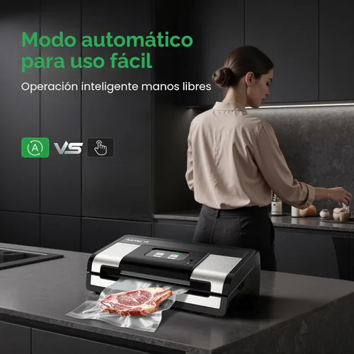 Vista 3 de FRESKO Sellador automático al vacío, potente máquina selladora al vacío de alimentos, detección automática de seco y húmedo, cortador de bolsas, 2