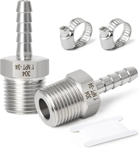 Vista 27 de TAISHER 1 PIEZA Accesorio de Manguera Codo de Acero Inoxidable 304 de 90 Grados - Púa de 1" x Púa de 1" para Combustible/Aire/Líquido/Gas con 2