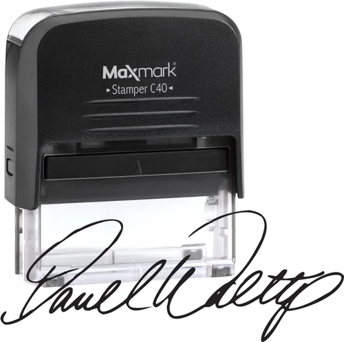Vista 12 de MaxMark Sello de firma personalizado: sello de bolsillo preentintado de tamaño pequeño personalizado con tu firma