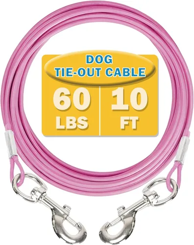 Vista 9 de Cable de amarre para perros, cable de 10 pies para perros, cable de amarre para perros pequeños de hasta 60 libras, correa para perros para patio
