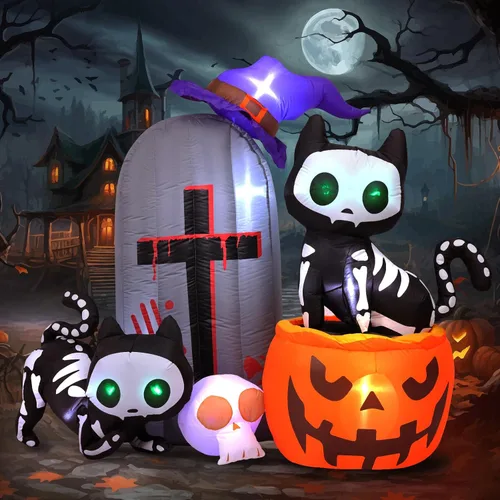 Vista 9 de Max Fun 7FT Halloween Inflatables Pumpkin Decorations with LED Build-in Halloween Yard Decoration Blow Up Inflatables for Outdoor Indoor Garden Lawn