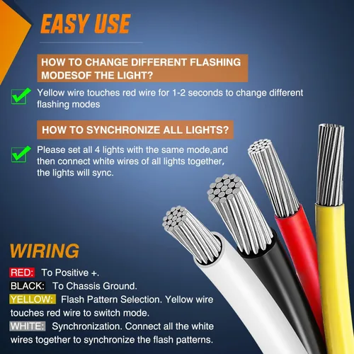 Vista 5 de Nilight 4 piezas luces estroboscópicas de emergencia de 24 LED 12V 24V ámbar blanco montaje en superficie parrilla luces de advertencia de seguridad