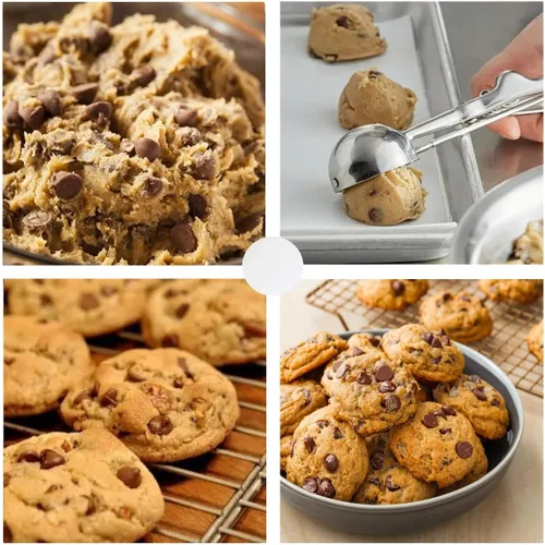 Vista 3 de Cuchara para helado, juego de 3 cucharas para galletas, cuchara de helado de acero inoxidable con liberación de gatillo, cuchara de galletas