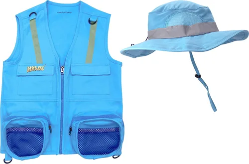 Vista 6 de Conjunto de combinación para niños y niñas: chaleco de carga para niños con correas de seguridad reflectantes y sombrero de protección solar flexible