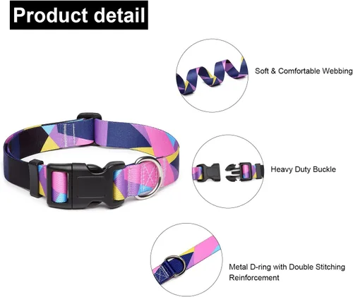 Vista 85 de Mercano - Collar ajustable para perro, patrones de diseño especial, collar de nailon suave cómodo y duradero para perros pequeños, medianos