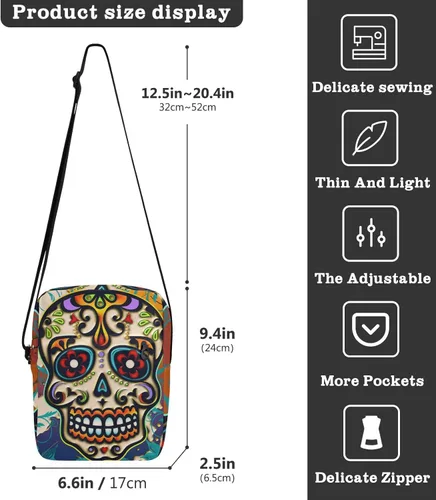Vista 3 de Sinestour Mexico Flag Messenger Bag for Women Men Over The Shoulder Bag for Phone Passport