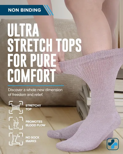 Vista 3 de Doctor's Select Diabetic Socks for Men and Women - Non-Binding Neuropathy Socks for Diabetics Men Non Grip & Grip Socks