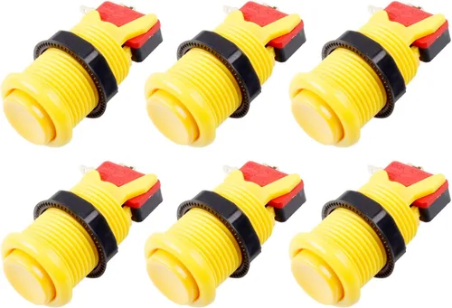 Vista 5 de EG STARTS 6 botones de arcada estándar de estilo americano conmutables tipo Happ de 1.181 in Terminal de 3/16 pulgadas para piezas de kit Jamma Mame