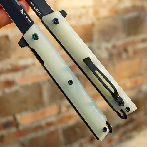 Vista 38 de Cuchillo plegable de bolsillo FORESAIL, hoja de acero DC53 y mango G10. Con clip de bolsillo y rompecristales, cuchillo de bolsillo para hombres