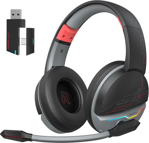 NUBWO G08 - Auriculares inalámbricos duales para juegos con micrófono para PS5, PS4, PC, móvil, tableta inalámbrico de 2.4 GHz + 5.3 Bluetooth -