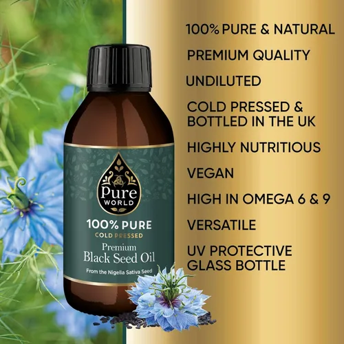 Vista 8 de Botella de vidrio prensada en frío virgen 100% pura de alta resistencia del aceite de comino de semilla negra 3.4 fl oz, aceite de semilla negra