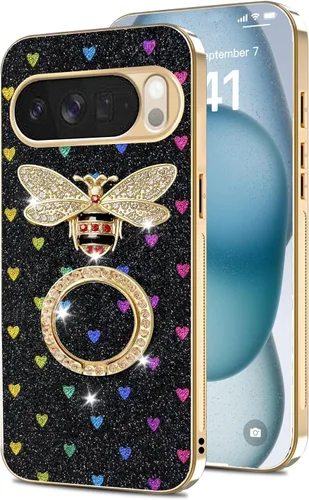 Vista 37 de nancheng for Google Pixel 6 Case for Girls Women Stylish Luxury Bees Design Case with Ring Stand Holder + Strap Lanyard Shockproof Protection Cover