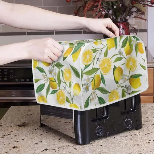 Vista 3 de Cubierta para tostadora de limón floral para horno tostador de pan de 2 rebanadas, protector de electrodomésticos pequeños a prueba de polvo