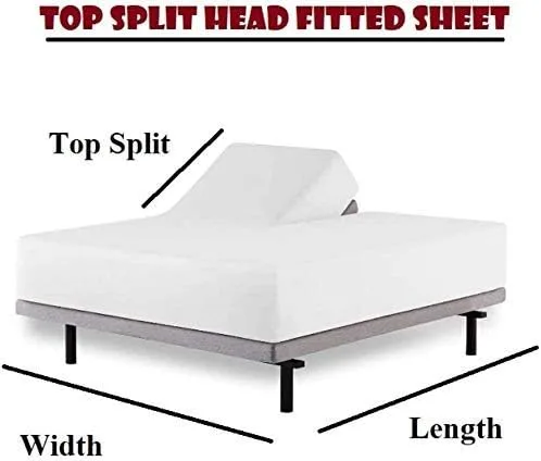 Vista 3 de Top Split Cal-King - Sábana bajera ajustable para cama ajustable, sábanas flexibles con números de sueño, 1 sábana bajera media dividida, 800 hilos