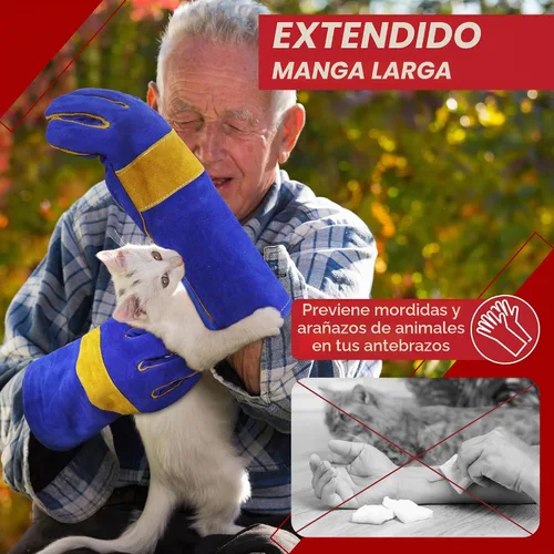Vista 6 de HANDLANDY Guantes de manejo de animales, a prueba de mordeduras para manejo Negro marrón