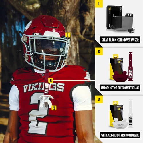 Vista 97 de Nxtrnd One Protector Bucal de Fútbol Americano, Correa Incluida, Se Adapta a Adultos y Jóvenes (Negro)
