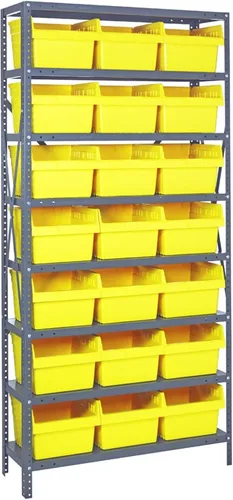 Vista 232 de Quantum QSBU-245BK Heavy Duty Shelving Unit with (7) Shelves and (24) QUS245 Black Bins for Garage Warehouse Storage Distribution 400 lb Load