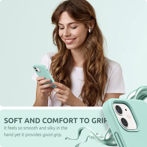 Vista 6 de SURPHY Diseñada para iPhone 12 y iPhone 12 Pro de 6.1 pulgadas, funda gruesa de silicona líquida (con forro de microfibra) para iPhone 12 y 12 Pro
