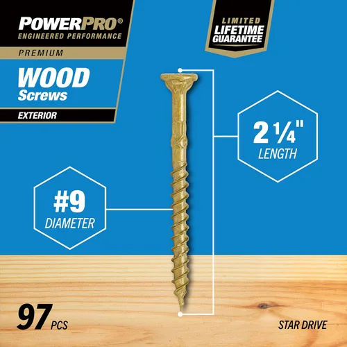 Vista 33 de Power Pro Tornillos de madera para exteriores de alta calidad, tornillos de cubierta multiusos #8 x 1-1/4 pulgadas para proyectos al aire libre