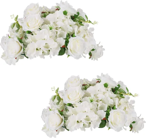 Vista 10 de Bolas de flores de rosas rojas para centros de mesa: 10 piezas de centros de mesa de flores de diámetro de 11.8 pulgadas para mesas en decoración