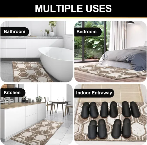 Vista 6 de Tapete para interiores, tapetes para puertas delanteras y traseras, antideslizantes, absorbentes, resistentes a la suciedad, barro, humedad, tapete